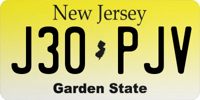 NJ license plate J30PJV