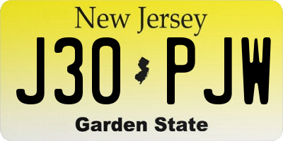 NJ license plate J30PJW