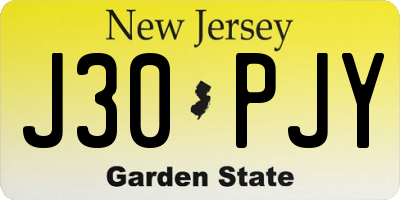 NJ license plate J30PJY