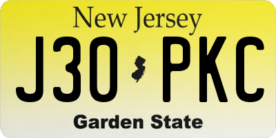 NJ license plate J30PKC