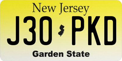 NJ license plate J30PKD
