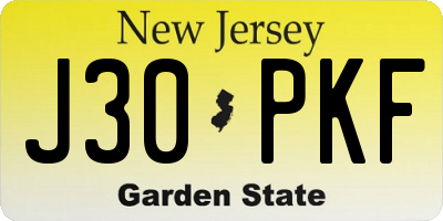 NJ license plate J30PKF