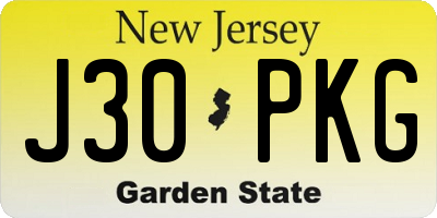 NJ license plate J30PKG