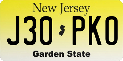 NJ license plate J30PKO