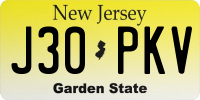 NJ license plate J30PKV