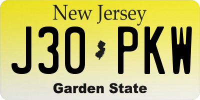 NJ license plate J30PKW