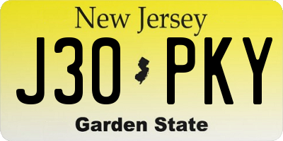 NJ license plate J30PKY
