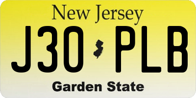 NJ license plate J30PLB