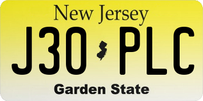 NJ license plate J30PLC