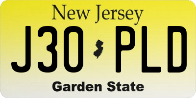 NJ license plate J30PLD