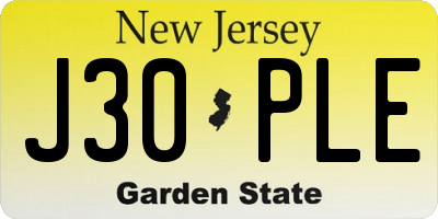 NJ license plate J30PLE