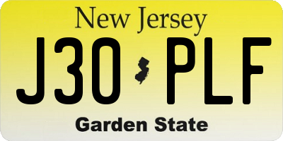 NJ license plate J30PLF
