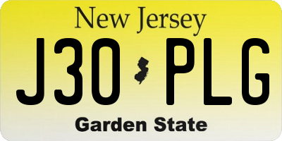 NJ license plate J30PLG