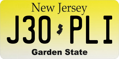 NJ license plate J30PLI