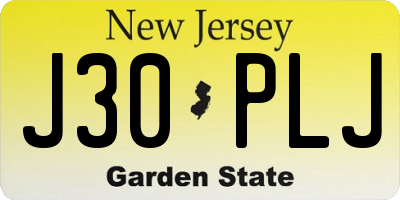 NJ license plate J30PLJ