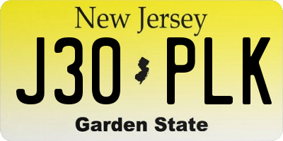 NJ license plate J30PLK