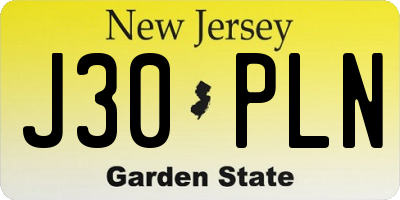 NJ license plate J30PLN