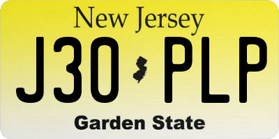 NJ license plate J30PLP