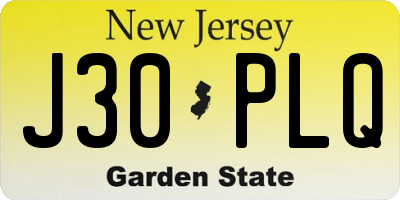 NJ license plate J30PLQ