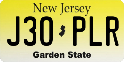 NJ license plate J30PLR