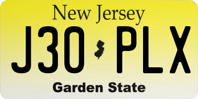 NJ license plate J30PLX