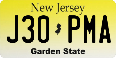 NJ license plate J30PMA