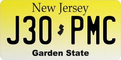 NJ license plate J30PMC