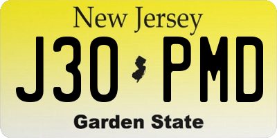 NJ license plate J30PMD