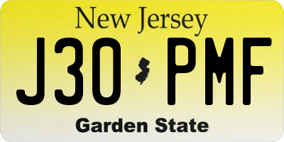 NJ license plate J30PMF