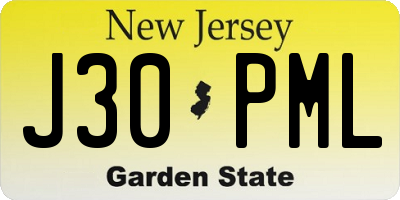 NJ license plate J30PML