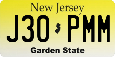 NJ license plate J30PMM