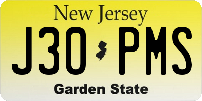 NJ license plate J30PMS