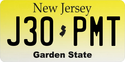NJ license plate J30PMT
