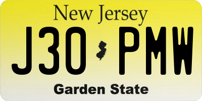 NJ license plate J30PMW