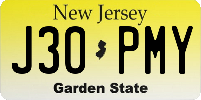 NJ license plate J30PMY