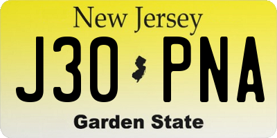 NJ license plate J30PNA