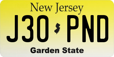 NJ license plate J30PND