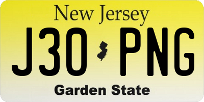 NJ license plate J30PNG