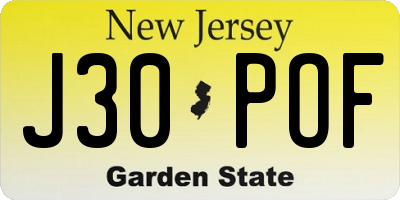 NJ license plate J30POF