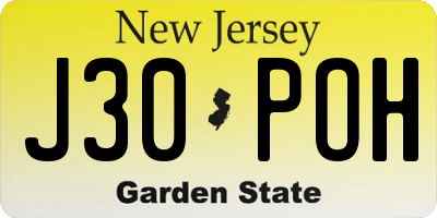 NJ license plate J30POH