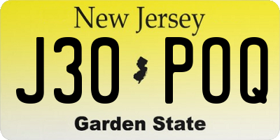 NJ license plate J30POQ