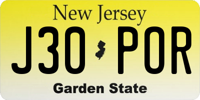 NJ license plate J30POR
