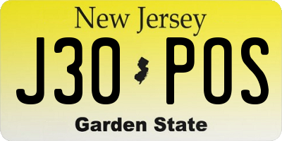 NJ license plate J30POS