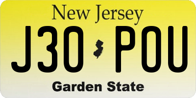 NJ license plate J30POU