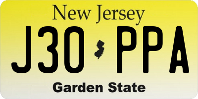 NJ license plate J30PPA