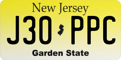 NJ license plate J30PPC