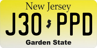 NJ license plate J30PPD