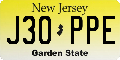 NJ license plate J30PPE