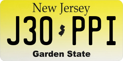 NJ license plate J30PPI