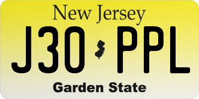 NJ license plate J30PPL